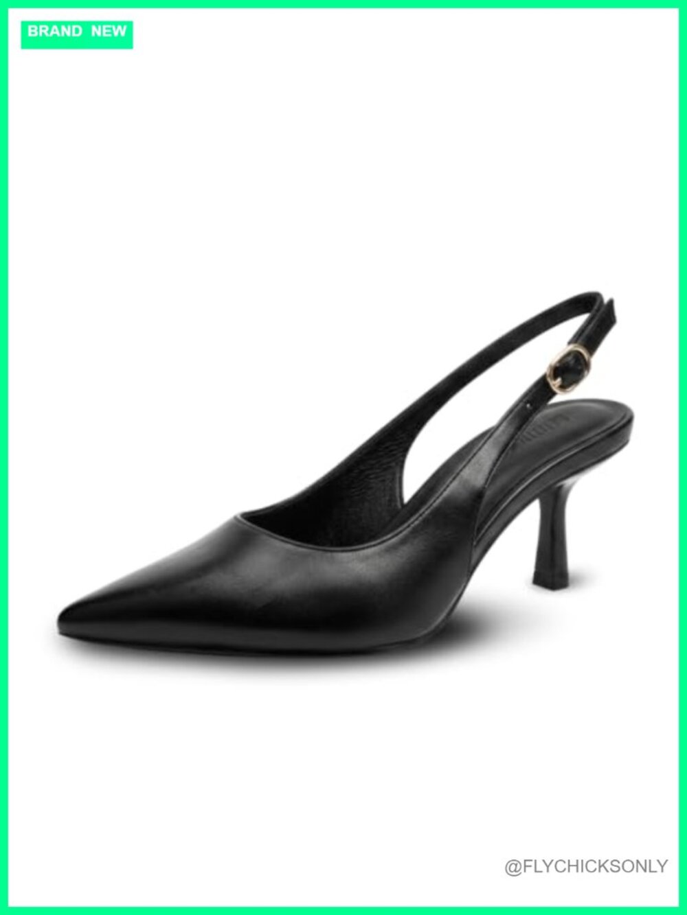 LANMEL Slingback Kitten Heels Pointed Closed Toe Pumps for Women Faux Leather